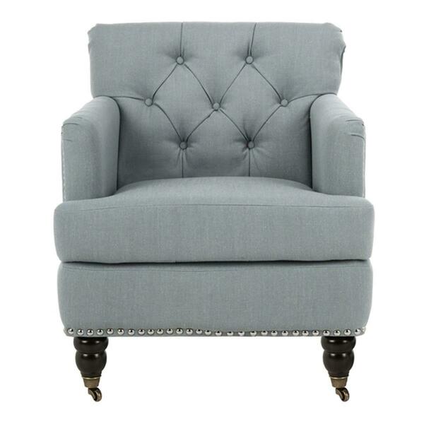 Safavieh 32.7 x 28 x 34.4 in. Colin Tufted Club Chair with Brass Nail Heads, Sky Blue HUD8212K